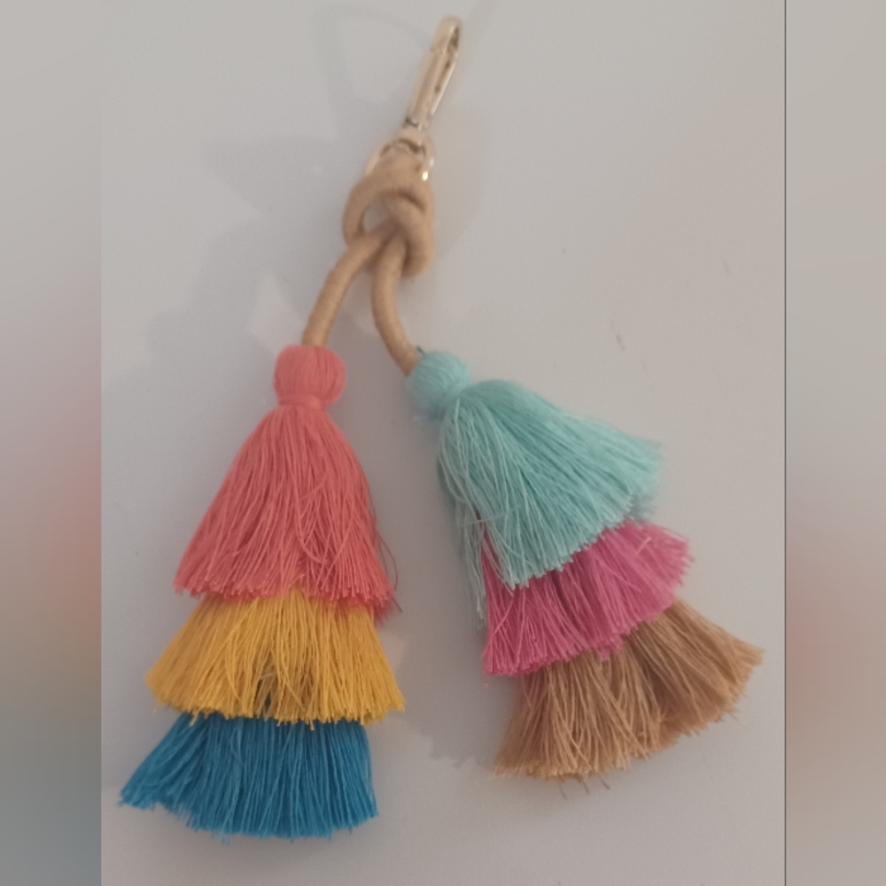NEW TASSLE KEYCHAIN/BAG CHARM 4" LENGTH.
